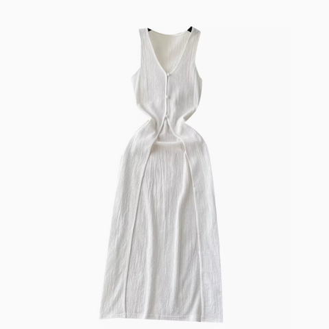 Sexy Hollowed White Cardigan Dress
