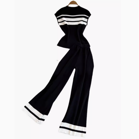 Sleeveless Knitwear&Wide-leg Trousers 2Pcs