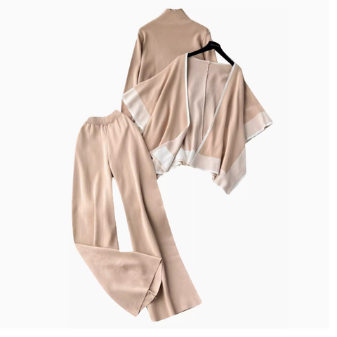 Shawl&Sweater&Trousers Casual 3Pcs