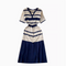 V-neck Striped Patchwork Knitted Dress