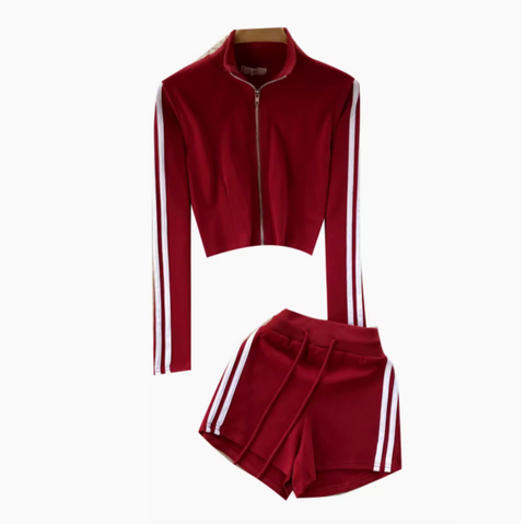 Zipped Jacket&Shorts Striped 2Pcs