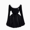 Round Collar Puffy Pleated Dress