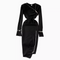 Slant Neckline Zipped Black Dress