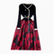 Courtly Floral Patchwork Black Dress