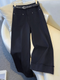 Solid Color Casual Pants with Belt