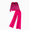 Printed Cardigan&Wide-leg Trousers 2Pcs