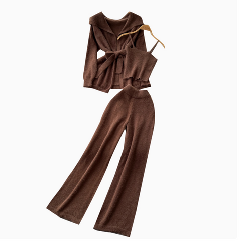 Cardigan&Camisole&Wide-leg Trousers 3Pcs