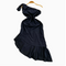 Slant Neckline Ruffled Black Dress