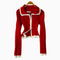 Lapel Double Zipped Red Cardigan