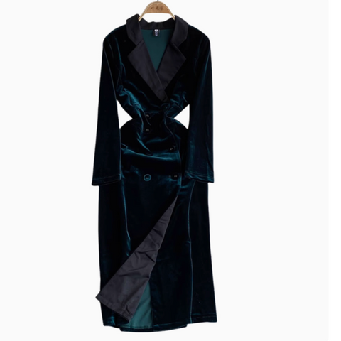 Premium Double-breasted Suede Dress