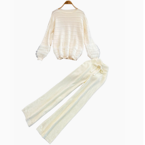 Sweater&Trousers White Sportswear 2Pcs