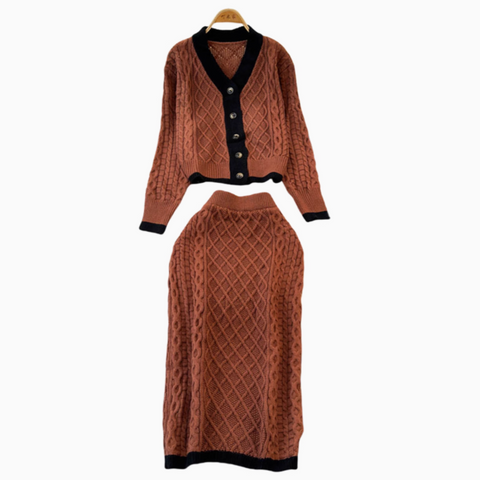Cardigan&Skirt Twist Knitted 2Pcs
