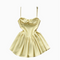 Creamy Color Pleated Slip Dress