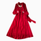 Rose Embroidered Vintage Red Dress