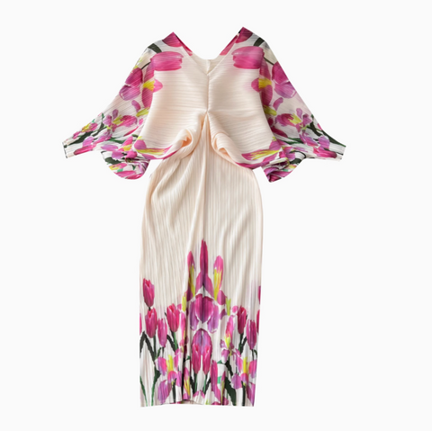 High-end Pleated Floral Printed Dress