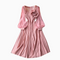 3D Flower Pleated Pink Dress