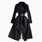 French Style Lace-up Black Coat Dress