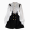 Pointed Collar Shirt&Strap Dress 2Pcs