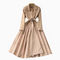 Suit Collar V-neck Pleated Dress