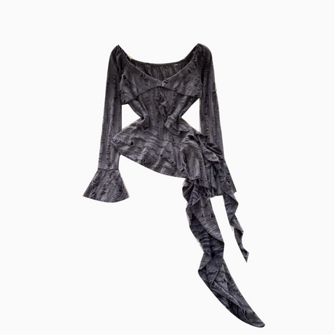 Irregular Design Ruffled Ripped Top