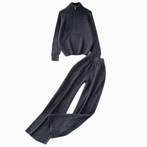 Zipped Knitwear&Trousers Knitted 2Pcs