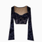 Square Neckline Black Embroidered Top