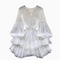 Courtly Lace-up Ruffled White Dress