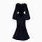 Jacquard Satin Fishtail Black Dress