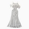 Ruffled Neckline Sequined White Dress