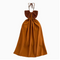 Niche Hollowed Brown Halter Dress