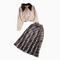 Polo Cardigan&Plaid Skirt Knitted 2Pcs