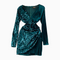 V-neck Sequined Patchwork Velvet Dress