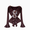 Ruffled Collar 3D Flower Knitwear