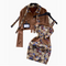 Bear Jacquard Slip Dress&Suede Jacket 2Pcs