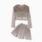 Beaded Cardigan&Pleated Skirt 2Pcs