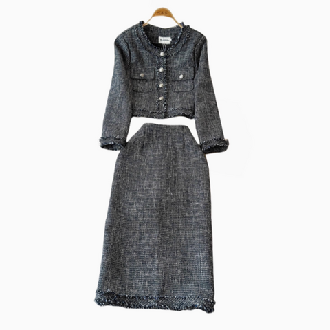 Blazer&Half-body Skirt Tweed 2Pcs