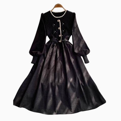 Faux Two-pieces Knitted Patchwork Dress