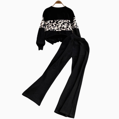 Jacquard Sweater&Trousers Knitted 2Pcs