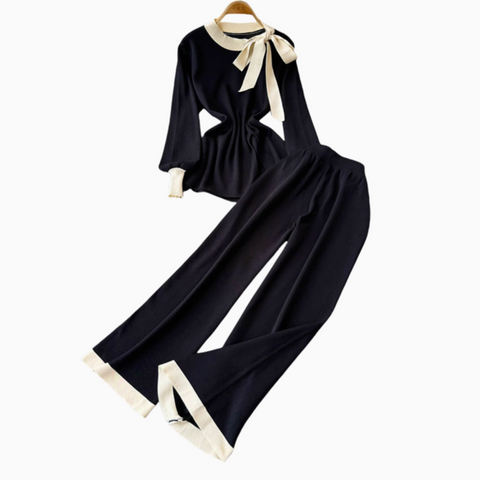 Bow-tie Knitwear&Trousers Knitted 2Pcs
