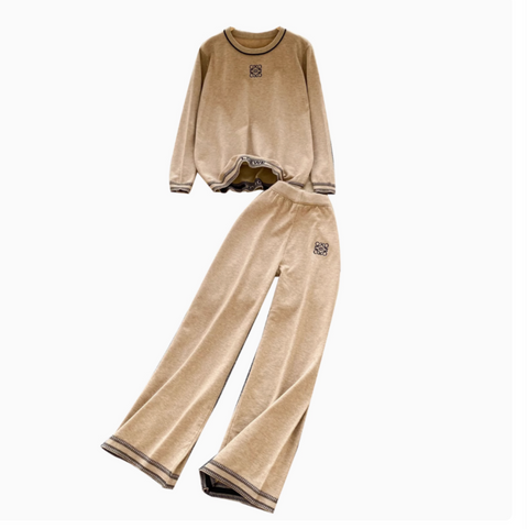 LOGO Embroidered Sweater&Trousers 2Pcs