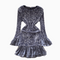 Elegant Sequined Ruffle Cuff Dress