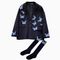 3D Blue Butterfly Black Blazer