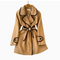 Lapeled Strapped Tweed Trench Coat