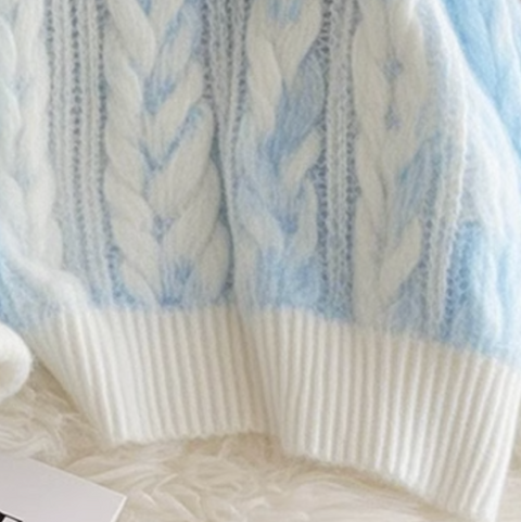 Gradient Blue Twisted Knit Sweater