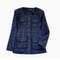 Premium Round Collar Tweed Blue Blazer