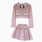 Beaded Blazer&Pleated Skirt Pink 2Pcs