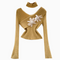 3D Flower Slim Knitwear with Choker