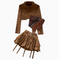 Fringed Top&Jacket&Skirt Niche 3Pcs