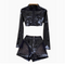 Midriff-baring Jacket&Shorts PU 2Pcs