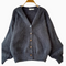 Japanese Style V-neck Gray Mink Cardigan